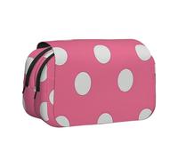 BNVSADC White Polka Dots Printed Print Flip Top Double Layer Pencil Case - Large Capacity School Supplies Organizer for Students, Kids, Teens, Artists, Travel & Office Use