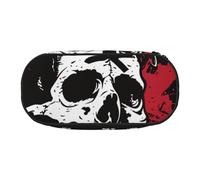 BNVSADC White Punk Skull Printed Pencil Case Cute Pencil Bag Pen Pouch Large Stationery Organizer Makeup Bag for Teen Boys Girls School Students Office
