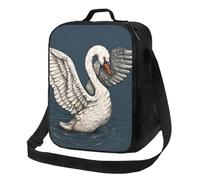 BNVSADC White Swan Print Insulated Lunch Bag Tote Bag for Women Men Reusable Lunch Cooler Bag with Shoulder Strap for Office School Picnic Beach
