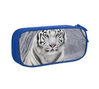 BNVSADC White Tiger in Snow Printed Pencil Case Large Pen Bag Cute Pencil Box Pouch Office School Stationery Organizer for Girls Boys, Blue