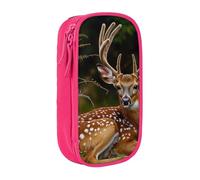 BNVSADC Whitetail Deer Fawn in Wilderness Stag Printed Pencil Case for Girls Boys, Large Capacity Pencil Pouch Cute Pencil Box Adult Makeup Bag with 2 Compartments, Pink
