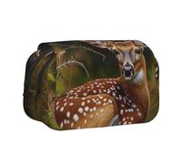 BNVSADC Whitetail Deer Fawn in Wilderness Stag Printed Print Flip Top Double Layer Pencil Case - Large Capacity School Supplies Organizer for Students, Kids, Teens, Artists, Travel & Office Use