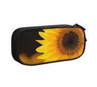 BNVSADC Wild Flower Sunflower Printed Pencil Case Large Pen Bag Cute Pencil Box Pouch Office School Stationery Organizer for Girls Boys, Black
