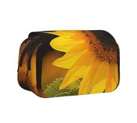 BNVSADC Wild Flower Sunflower Printed Print Flip Top Double Layer Pencil Case - Large Capacity School Supplies Organizer for Students, Kids, Teens, Artists, Travel & Office Use