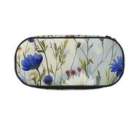 BNVSADC Wild Flowers and Cornflowers Daisies Art Printed Pencil Case Cute Pencil Bag Pen Pouch Large Stationery Organizer Makeup Bag for Teen Boys Girls School Students Office