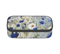 BNVSADC Wild Flowers and Cornflowers Daisies Art Printed Pencil Case Cute Pencil Box Bag Pen Pouch Office School Stationery Organizer for School Travel Work