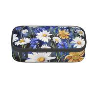 BNVSADC Wild Flowers and Cornflowers Daisies Printed Pencil Case Cute Pencil Box Bag Pen Pouch Office School Stationery Organizer for School Travel Work
