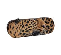 BNVSADC Wild Leopard Animal Printed Leather Pencil Pen Case & Makeup Bag - Stylish Hard Shell Pencil Bag Stationery Organizer Pouch for School Office Travel