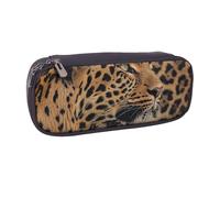 BNVSADC Wild Leopard Animal Printed Leather Pencil Pen Case & Makeup Bag - Stylish Pencil Bag Stationery Organizer Pouch for School Office Travel