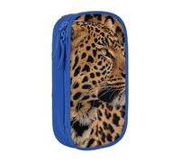 BNVSADC Wild Leopard Animal Printed Pencil Case for Girls Boys, Large Capacity Pencil Pouch Cute Pencil Box Adult Makeup Bag with 2 Compartments, Blue