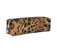 BNVSADC Wild Leopard Animal Printed Pencil Case Leather Pencil Pouch Cute Stationery Pencil Pen Bag with Zipper for School Office Travel