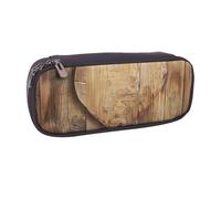 BNVSADC Wood Heart Printed Leather Pencil Pen Case & Makeup Bag - Stylish Pencil Bag Stationery Organizer Pouch for School Office Travel