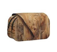 BNVSADC Wood Heart Printed Print Flip Top Double Layer Pencil Case - Large Capacity School Supplies Organizer for Students, Kids, Teens, Artists, Travel & Office Use