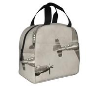 BNVSADC World War 2 Aircraft Airplane Pattern Printing Insulated Lunch Bag for Adults Men and Women Reusable Thermal Cool Lunch Box Tote Bag