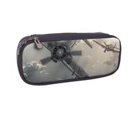 BNVSADC World War 2 Aircraft Airplane Printed Leather Pencil Pen Case & Makeup Bag - Stylish Pencil Bag Stationery Organizer Pouch for School Office Travel