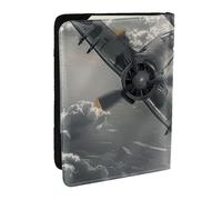 BNVSADC World War 2 Aircraft Airplane Printed Passport Holder Travel PU Leather Passport Cover Case Organiser for Men Women, 6.5 inch