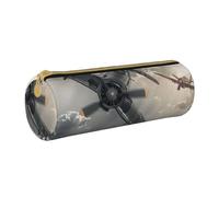 BNVSADC World War 2 Aircraft Airplane Printed Round Pencil Case Leather Pencil Pouch Cute Stationery Pencil Pen Bag for School Office Travel