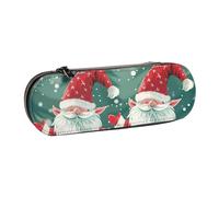BNVSADC Xmas Funny Gnome Printed Leather Pencil Pen Case & Makeup Bag - Stylish Hard Shell Pencil Bag Stationery Organizer Pouch for School Office Travel