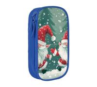 BNVSADC Xmas Funny Gnome Printed Pencil Case for Girls Boys, Large Capacity Pencil Pouch Cute Pencil Box Adult Makeup Bag with 2 Compartments, Blue