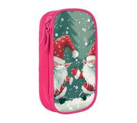 BNVSADC Xmas Funny Gnome Printed Pencil Case for Girls Boys, Large Capacity Pencil Pouch Cute Pencil Box Adult Makeup Bag with 2 Compartments, Pink