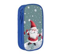 BNVSADC Xmas Funny Gnomes Printed Pencil Case for Girls Boys, Large Capacity Pencil Pouch Cute Pencil Box Adult Makeup Bag with 2 Compartments, Blue