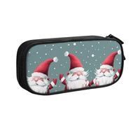 BNVSADC Xmas Funny Gnomes Printed Pencil Case Large Pen Bag Cute Pencil Box Pouch Office School Stationery Organizer for Girls Boys, Black