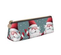 BNVSADC Xmas Funny Gnomes Printed Triangle Pencil Case Leather Pencil Pouch Cute Stationery Pencil Pen Bag for School Office Travel