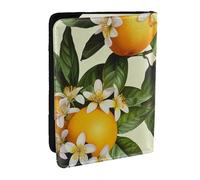 BNVSADC Yellow Blossom and Orange Fruits Printed Passport Holder Travel PU Leather Passport Cover Case Organiser for Men Women, 6.5 inch