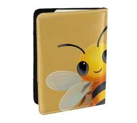 BNVSADC Yellow Cute Animal Bee Printed Passport Holder Travel PU Leather Passport Cover Case Organiser for Men Women, 6.5 inch