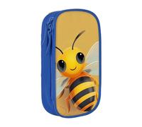 BNVSADC Yellow Cute Animal Bee Printed Pencil Case for Girls Boys, Large Capacity Pencil Pouch Cute Pencil Box Adult Makeup Bag with 2 Compartments, Blue