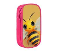 BNVSADC Yellow Cute Animal Bee Printed Pencil Case for Girls Boys, Large Capacity Pencil Pouch Cute Pencil Box Adult Makeup Bag with 2 Compartments, Pink