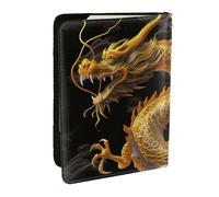 BNVSADC Yellow Dragon Black Background Printed Passport Holder Travel PU Leather Passport Cover Case Organiser for Men Women, 6.5 inch