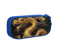 BNVSADC Yellow Dragon Black Background Printed Pencil Case Large Pen Bag Cute Pencil Box Pouch Office School Stationery Organizer for Girls Boys, Blue