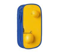 BNVSADC Yellow Lemon 1 Printed Pencil Case for Girls Boys, Large Capacity Pencil Pouch Cute Pencil Box Adult Makeup Bag with 2 Compartments, Blue