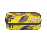 BNVSADC Yellow Lemon and Bee Printed Pencil Case Cute Pencil Box Bag Pen Pouch Office School Stationery Organizer for School Travel Work