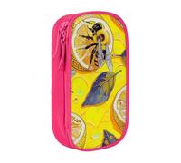 BNVSADC Yellow Lemon and Bee Printed Pencil Case for Girls Boys, Large Capacity Pencil Pouch Cute Pencil Box Adult Makeup Bag with 2 Compartments, Pink