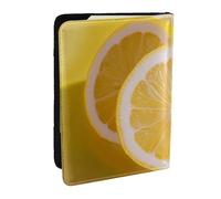 BNVSADC Yellow Lemon Printed Passport Holder Travel PU Leather Passport Cover Case Organiser for Men Women, 6.5 inch