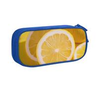 BNVSADC Yellow Lemon Printed Pencil Case Large Pen Bag Cute Pencil Box Pouch Office School Stationery Organizer for Girls Boys, Blue