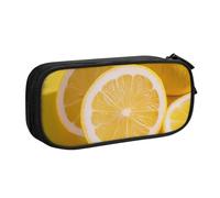 BNVSADC Yellow Lemon Printed Pencil Case Large Pen Bag Cute Pencil Box Pouch Office School Stationery Organizer for Girls Boys, Black