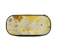 BNVSADC Yellow Marble Printed Pencil Case Cute Pencil Bag Pen Pouch Large Stationery Organizer Makeup Bag for Teen Boys Girls School Students Office