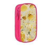 BNVSADC Yellow Marble Printed Pencil Case for Girls Boys, Large Capacity Pencil Pouch Cute Pencil Box Adult Makeup Bag with 2 Compartments, Pink