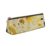 BNVSADC Yellow Marble Printed Triangle Pencil Case Leather Pencil Pouch Cute Stationery Pencil Pen Bag for School Office Travel