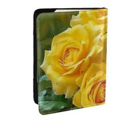 BNVSADC Yellow Roses Printed Passport Holder Travel PU Leather Passport Cover Case Organiser for Men Women, 6.5 inch