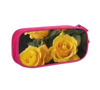 BNVSADC Yellow Roses Printed Pencil Case Large Pen Bag Cute Pencil Box Pouch Office School Stationery Organizer for Girls Boys, Pink