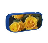 BNVSADC Yellow Roses Printed Pencil Case Large Pen Bag Cute Pencil Box Pouch Office School Stationery Organizer for Girls Boys, Blue