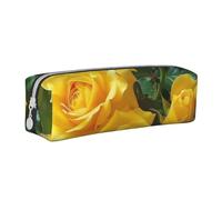 BNVSADC Yellow Roses Printed Pencil Case Leather Pencil Pouch Cute Stationery Pencil Pen Bag with Zipper for School Office Travel