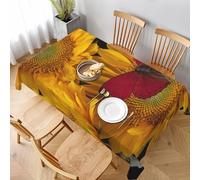 BNVSADC Yellow Sunflowers with Red Butterfly Printed Rectangle Tablecloth 228x152 CM, Water Resistant Polyester Table Cloth Decorative Fabric Table Covers for Kitchen Dining Table Parties Camping