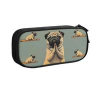 BNVSADC Yoga Pug Printed Pencil Case Large Pen Bag Cute Pencil Box Pouch Office School Stationery Organizer for Girls Boys, Black