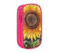 BNVSADC You are My Sunshine Sunflower Printed Pencil Case for Girls Boys, Large Capacity Pencil Pouch Cute Pencil Box Adult Makeup Bag with 2 Compartments, Pink