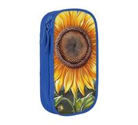 BNVSADC You are My Sunshine Sunflower Printed Pencil Case for Girls Boys, Large Capacity Pencil Pouch Cute Pencil Box Adult Makeup Bag with 2 Compartments, Blue